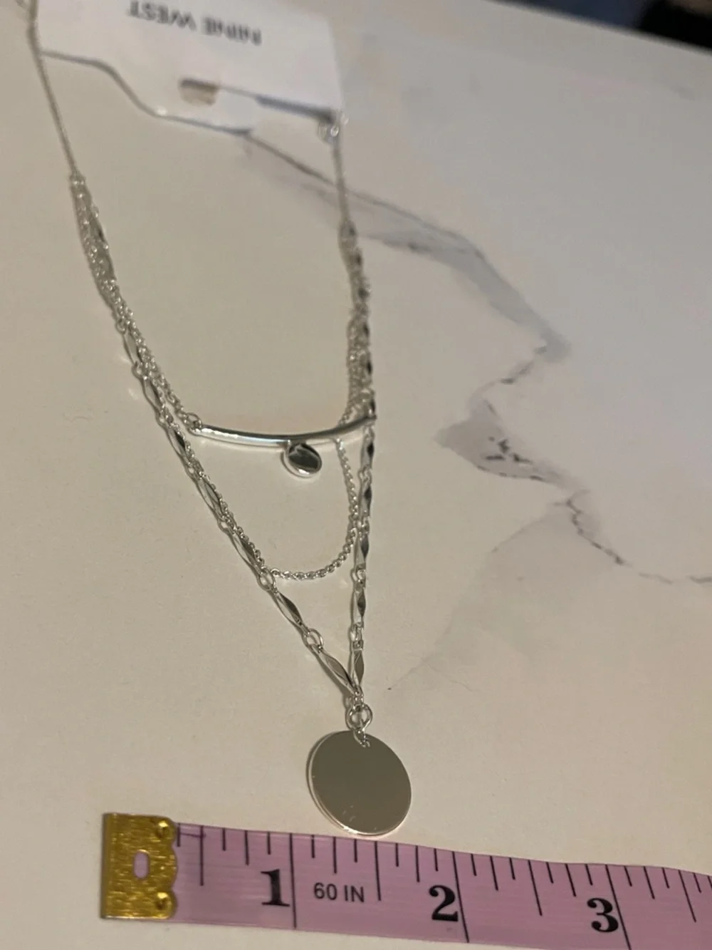 Nine West Layered Silver-Tone Disc & Bar Necklace